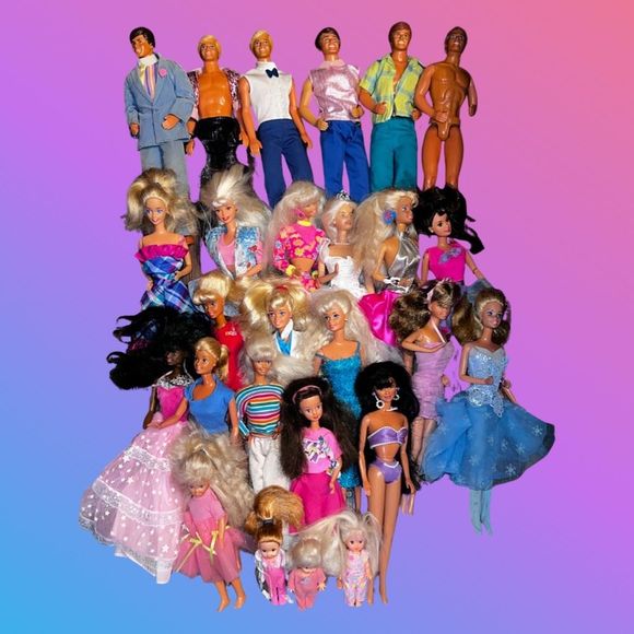 Vintage Lot of 27 1990s Barbie Ken Barbie's Friends & Little Sister & Kelly Doll - Picture 1 of 6